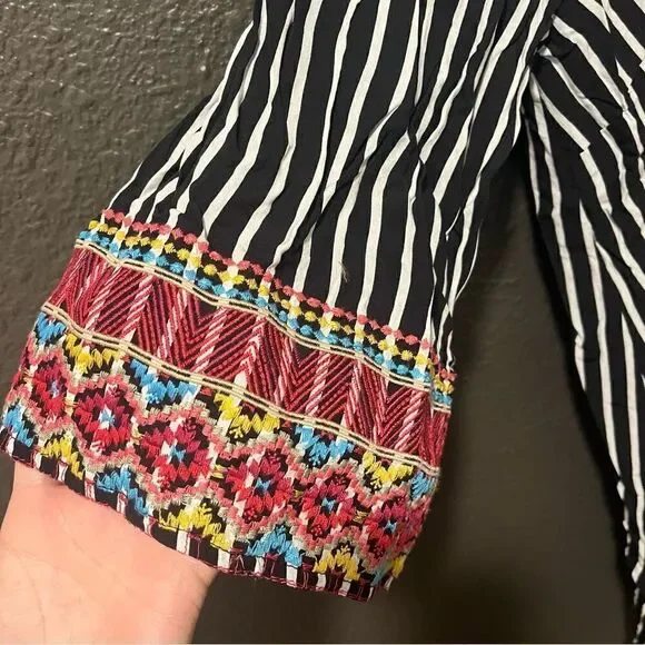 Savannah Jane EMBROIDERED STRIPED CARDIGAN small boho festival floral - Picture 8 of 13